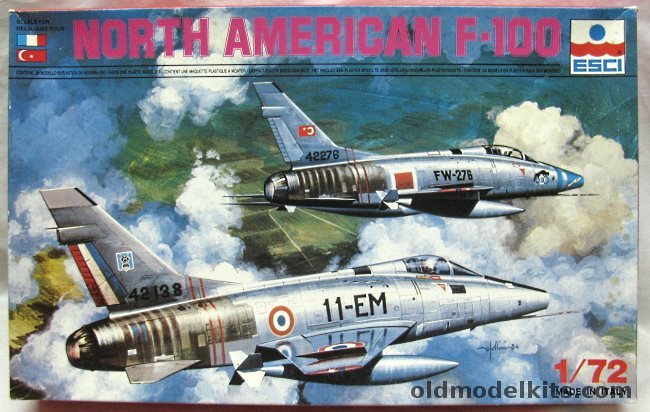 ESCI 1/72 North American F-100D Super Sabre - Escadre de Chasse 1/11 France / 1st  Air Force Turkey, 9042 plastic model kit